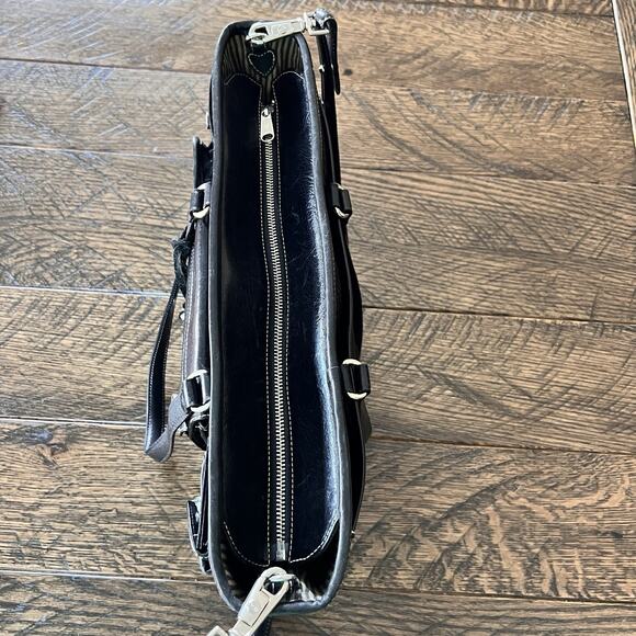 Brighton for Business Black Multi Pocket Canvas and Leather Laptop Tote Bag - Picture 8 of 8